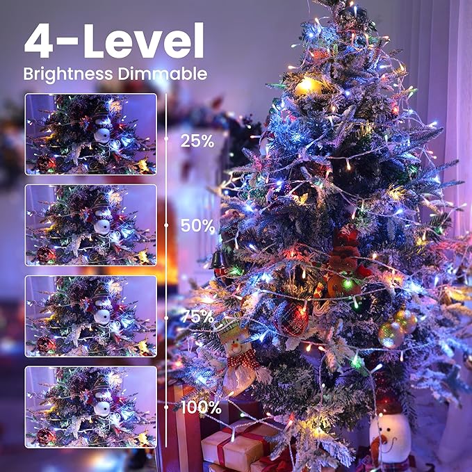 Color Changing Christmas Lights, 75ft 200 LED White & Multicolor Christmas String Lights with Remote, 11 Modes Fairy Twinkle Light Waterproof for Party Garden Wedings Holiday Xmas Tree Decorations