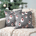 PAVILIA Holiday Velvet Fleece Throw Pillow Covers 20x20 Set of 2, Soft Decorative Cushion Covers for Couch Sofa Bed, Christmas Winter Square Accent Pillow Cases with Hidden Zipper, Snowman Gray