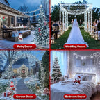 132FT 400 LED Christmas Lights with Timer, Twinkle Fairy Lights String with 8 Flashing Modes String Lights for Indoor Bedroom Outdoor Christmas Trees Garland Wreath Holiday Decorations, Cool White