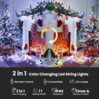 Color Changing Christmas Lights, 175ft 500 LED Warm White & Multicolor Christmas String Light with Remote, 11 Modes Fairy Twinkle Lights for Party Home Garden Holiday Weddings Xmas Tree Decorations