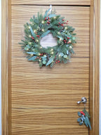 Big 26" D Pre-Lit Christmas Greenery Pine Wreath w Real Grapevine Base (35 Led Lights, 8 Flash Options) for Xmas Decoration: Shop Home Decor Front Door Living Room Wall Window (Battery)