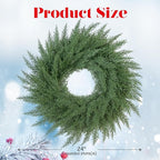 24 Inch Christmas Cedar Cypress Wreath – Artificial Greenery Wreath for Front Door, Farmhouse Holiday Winter Decor and Year-Round Indoor Outdoor Home Decoration