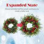 24 Inch Christmas Wreath with Red Berries, Pinecones and Greenery – Artificial Holiday Front Door Cedar Wreath for Farmhouse, Winter Indoor Outdoor Xmas Home Décor