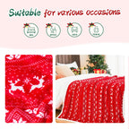 Ramees Christmas Throw Blanket, Christmas Decorations Blankets and Throws, Fuzzy Cozy Soft Warm Fleece Sherpa Winter Holiday Blanket for Bed Couch Sofa Reindeer Snowflakes