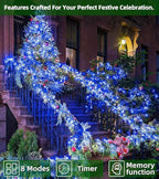 1500 LED 492ft Outdoor Christmas Lights Decorations, Green Wire LED String Lights with Timer Memory, Twinkle Lighs for Indoor Outdoor Party, Tree Wedding, Garden, Patio (Blue)