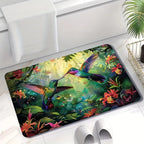 VIKAMA Spring Hummingbird Tropical Design Floor Mat, Non-Slip And Dirt-Proof, For Entrance, Bathroom, Kitchen Home Decor Carpet