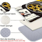 VIKAMA Racing Wheels Printed Carpet Soft Noise Reduction Entrance Door Mats Bedroom Bathroom Doorway Mats Home Decoration
