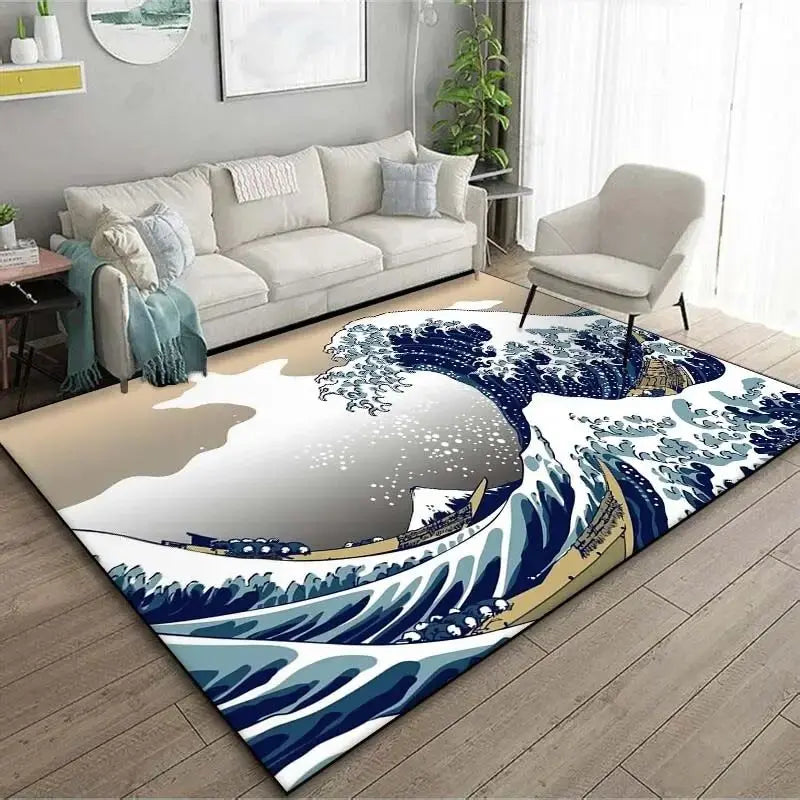 VIKAMA Japanese Japanese Style Ukiyo-e Entrance Hall Carpet Kanagawa Surf Balcony Kitchen Living Room Bedroom Floor Mat