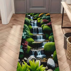 1pc Waterfall Forest Flower Printed Long Corridor Carpet Runway Doormat for Kitchens Entrances Living Rooms Home Decoration Rugs