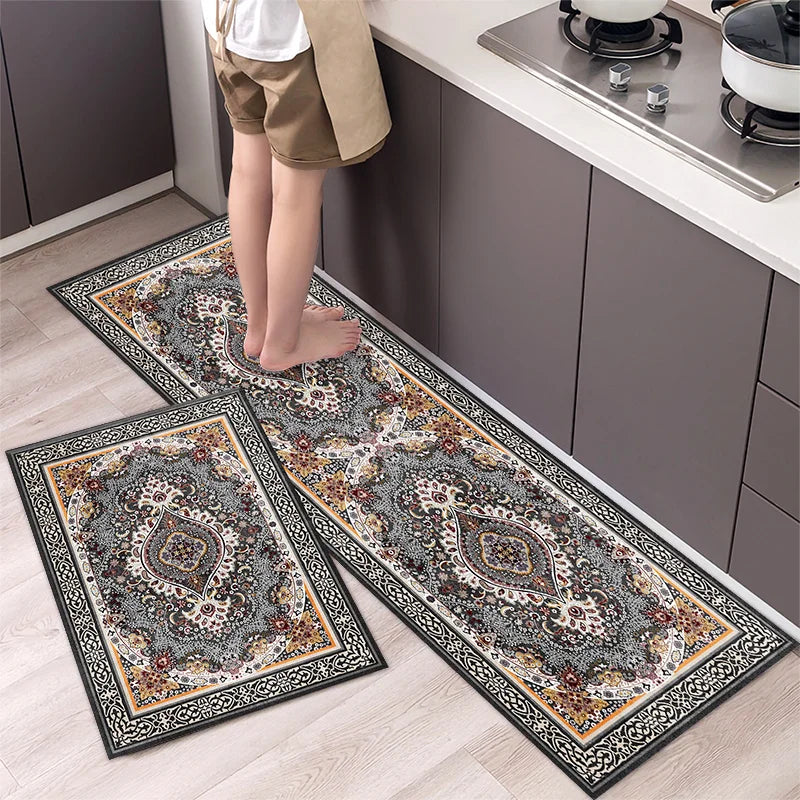 VIKAMA 1/2PCS Kitchen Oil-Resistant Floor Mat, Bathroom Absorbent Quick-Drying Carpet, Anti-Slip Doormat For Home Decoration