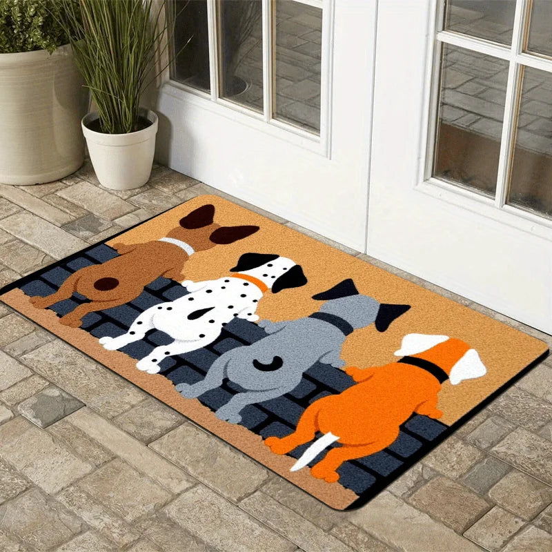 VIKAMA Cartoon Carpet Four Puppies Doormat Welcome Carpet Living Room Carpet Rug For Bedroom Outdoor Carpet Home Decoration