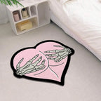 VIKAMA Heart-Shaped Skull Carpet Soft and Comfortable Halloween Decorative Floor Mat Bedside Rug Bathroom Foot Mat Home Decor