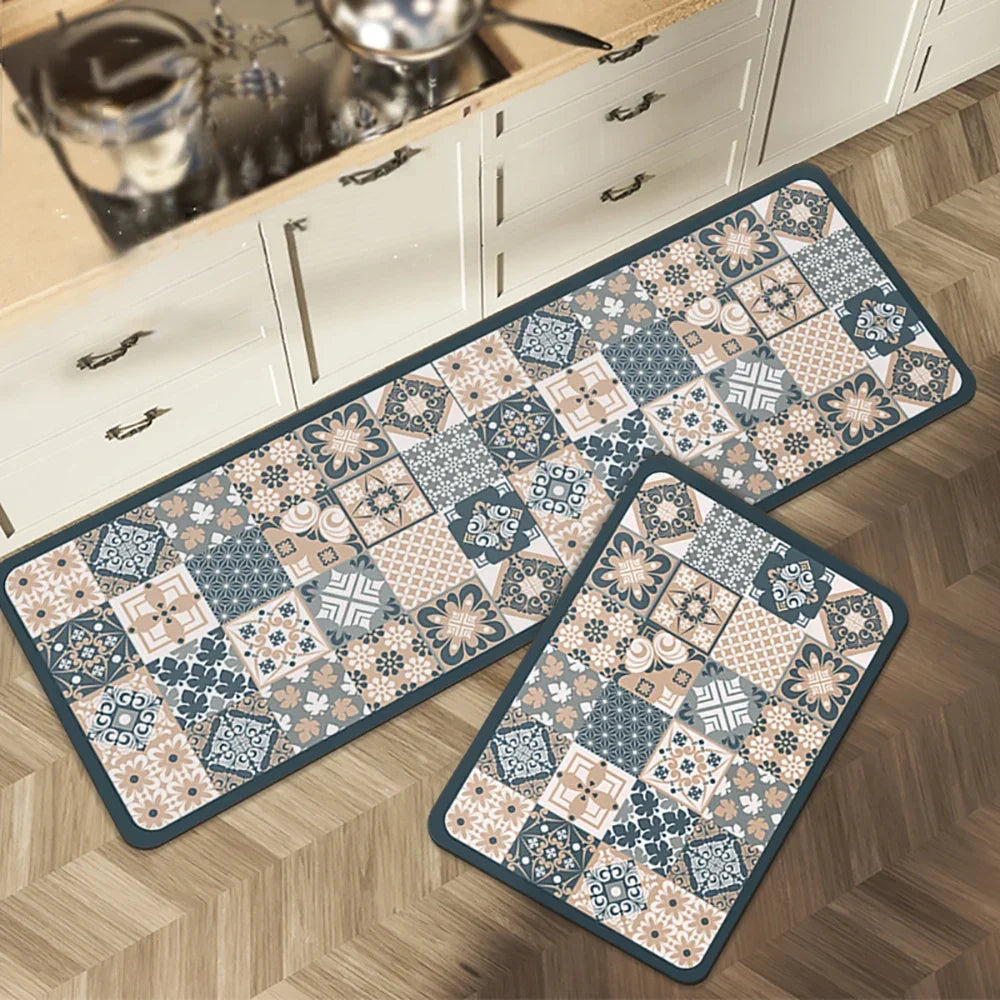 VIKAMA 1/2PCS Kitchen Oil-Resistant Floor Mat, Bathroom Absorbent Quick-Drying Carpet, Anti-Slip Doormat For Home Decoration