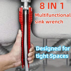(8 in 1) Faucet and sink installer, multi-function wrench plumbing tool for toilet/sink/bathroom/kitchen plumbing, etc