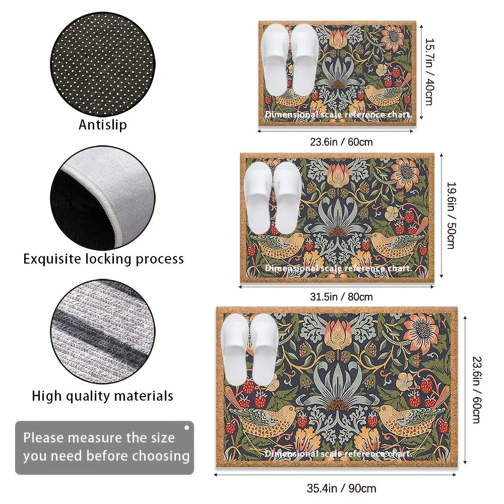 VIKAMA Vintage Carpet Premium Garden Pattern Doormat Welcome Mat Outdoor Carpet Rug For Bedroom Carpet For Live Room Home Decor