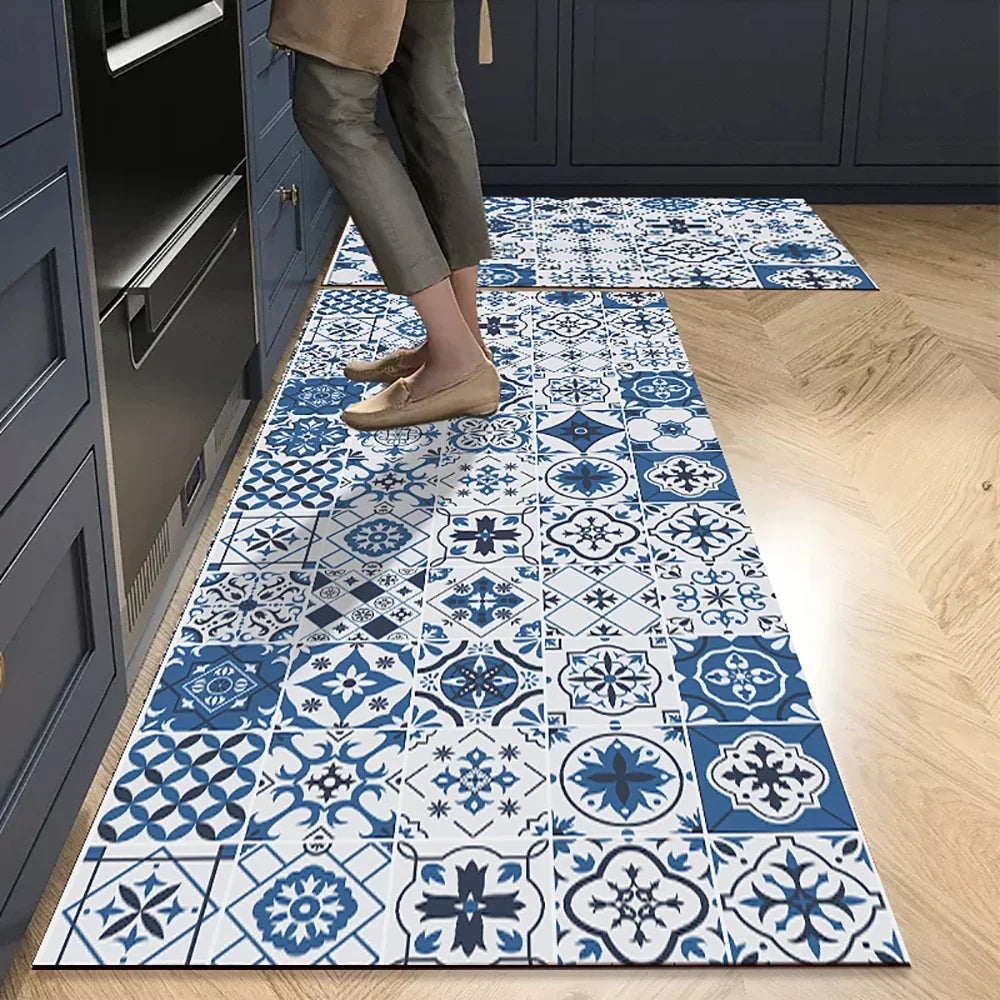 VIKAMA 1/2PCS Kitchen Oil-Resistant Floor Mat, Bathroom Absorbent Quick-Drying Carpet, Anti-Slip Doormat For Home Decoration