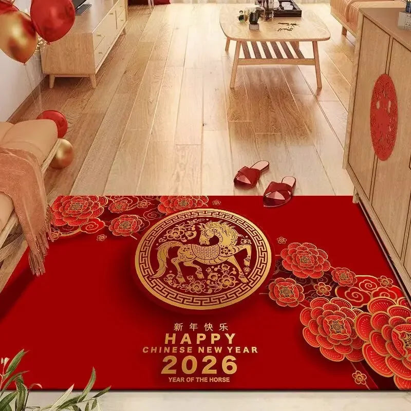 Multi-Style Fu-Themed Auspicious Mat for Chinese Home Indoor Entryway Lunar New Year Porch Non-Slip Absorbent Durable Decor Mat