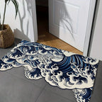 VIKAMA Art Wave Pattern Floor Mat, Anti-Slip And Absorbent, Soft. Home Decoration Carpet In The Entrance, Bathroom Area.