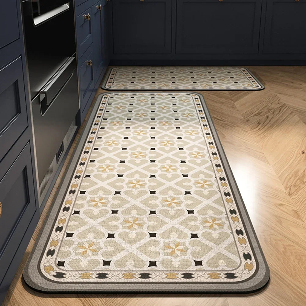 VIKAMA 1/2PCS Kitchen Oil-Resistant Floor Mat, Bathroom Absorbent Quick-Drying Carpet, Anti-Slip Doormat For Home Decoration