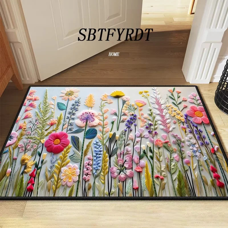 VIKAMA Beautiful Flower Mat Door Mat Outdoor Carpet Welcome Mat Soft Living Room Carpet Rug For Bedroom Soft Home Decoration