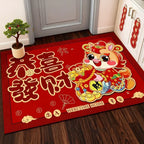 Chinese Lucky Door Mat Congratulations Get Rich Pattern Festive Red Style Perfect For Spring Festival Home Porch Indoor Decor