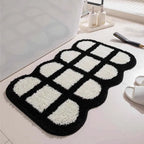 VIKAMA Ins Style Black and White Simple Short Plush Floor Mat Entry Door Wear Dirt-resistant Foot Mat Bathroom Entrance Carpet
