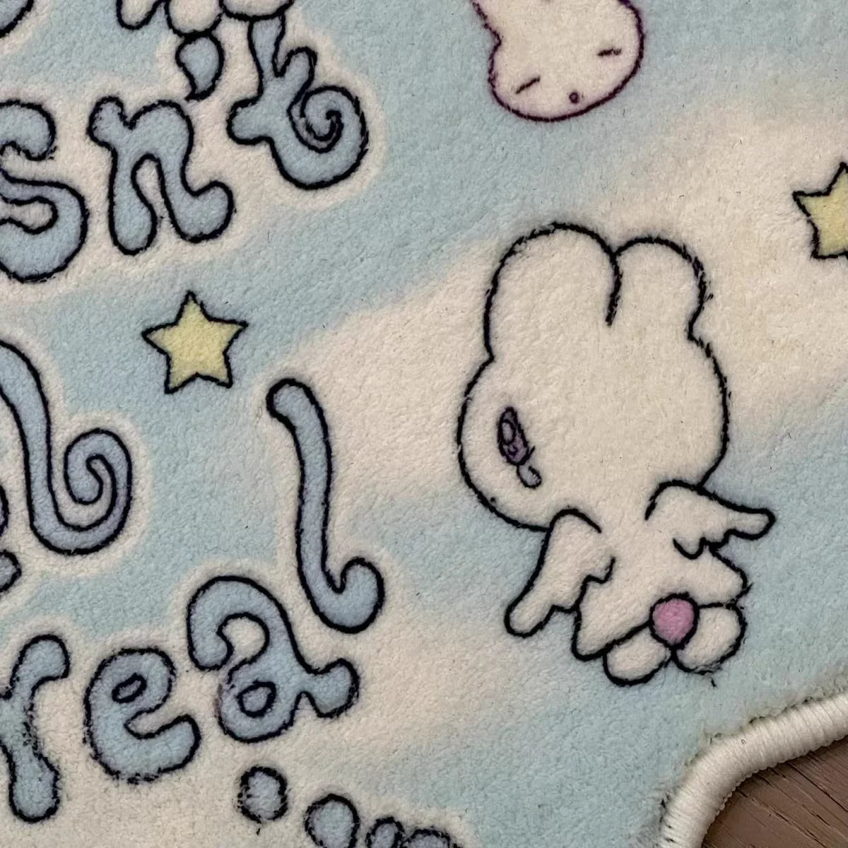 VIKAMA Cute Angel Rabbit Imitation Cashmere Carpet Decoration Living Room Floor Mat Mirror Front Blanket Doormat Rug For Bedroom