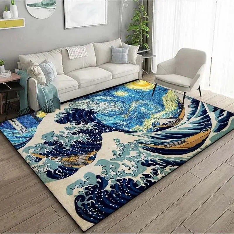VIKAMA Japanese Japanese Style Ukiyo-e Entrance Hall Carpet Kanagawa Surf Balcony Kitchen Living Room Bedroom Floor Mat